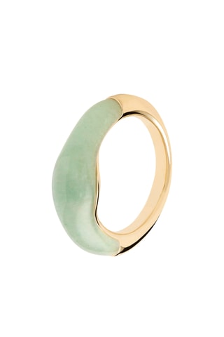 Bague Green aventurine Nami - Argent plaqué or jaune et aventurine