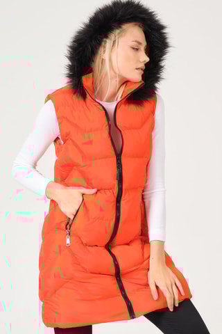 Doudoune longue sans manches - Orange