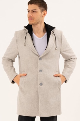 Manteau à capuche en laine - Beige