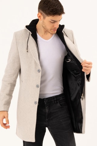 Manteau à capuche en laine - Beige