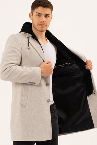 Manteau à capuche en laine - Beige