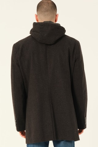 Manteau à capuche en laine - Noir