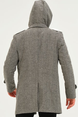 Manteau à capuche en laine - Gris