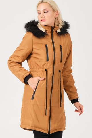 Parca com capuz Camel
