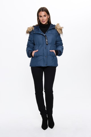 Gewatteerde Jas met Capuchon - Marineblauw