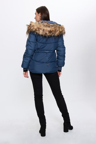 Gewatteerde Jas met Capuchon - Marineblauw
