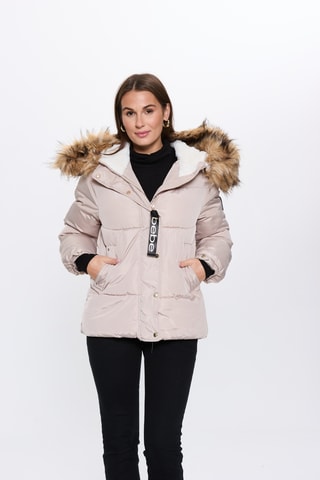 Gewatteerde Jas met Capuchon - Beige