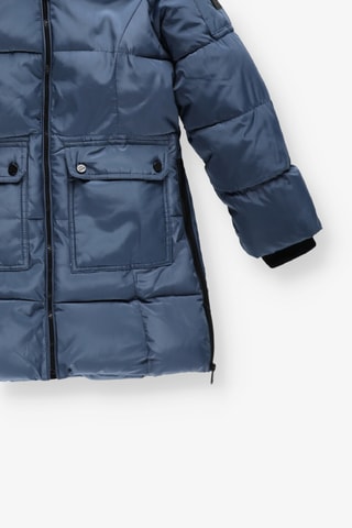 Gewatteerde Jas met Capuchon - Blauwgrijs