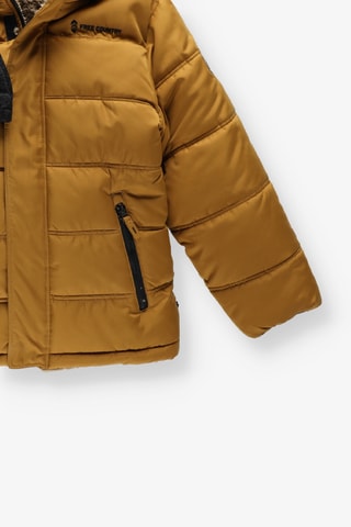 Dubbelzijdige Gewatteerde Jas en Muts - Mosterdgeel en Taupe