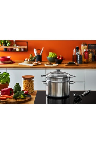 Cuiseur vapeur et pâtes en acier inoxydable - 3,5 l - 22 cm