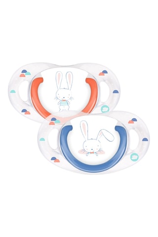 2 sucettes en silicone et plastique sans BPA Physiologiques Sweet Bunny