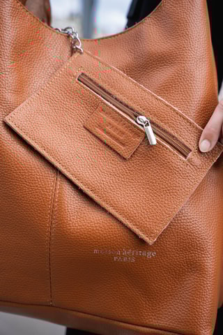 Sac porté épaule en cuir Rebe - Marron