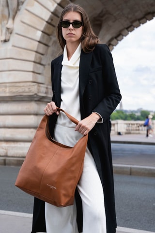 Sac porté épaule en cuir Rebe - Marron