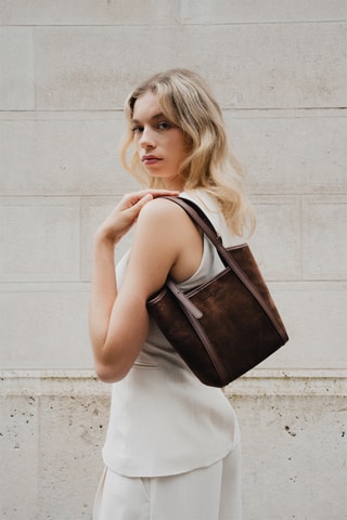 Sac porté épaule et pochette en cuir Olmo - Marron