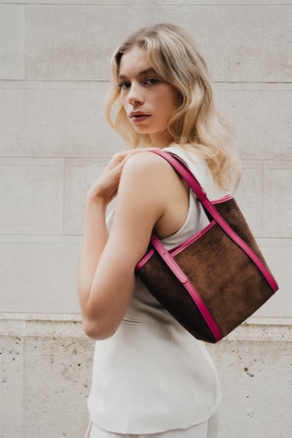 Sac porté épaule et pochette en cuir Olmo - Fuchsia