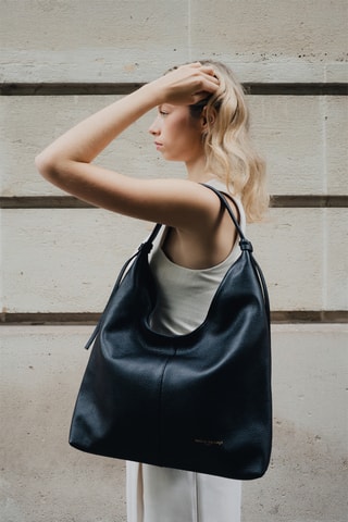 Sac porté épaule en cuir Tejo - Noir