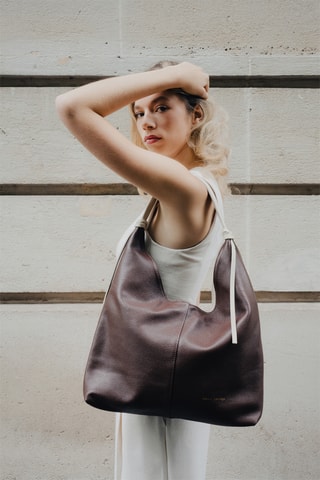 Sac porté épaule en cuir Tejo - Marron