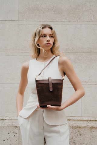 Sac porté épaule en cuir Helle - Marron