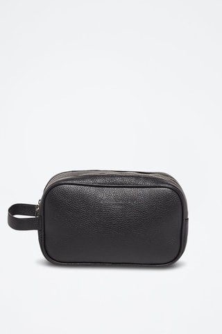 Trousse de toilette en cuir Trou - Noir