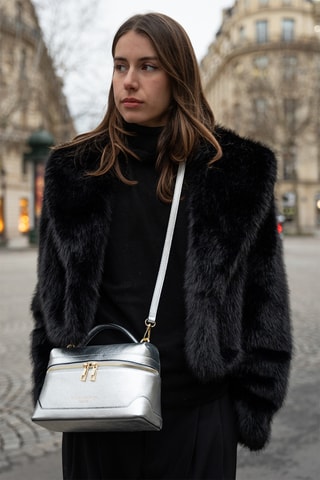 Sac à main en cuir Grand Simos - Argenté