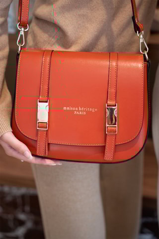 Sac bandoulière en cuir Tex Box - Orange foncé