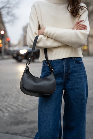 Sac porté épaule en cuir Brisac - Noir