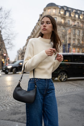 Sac porté épaule en cuir Brisac - Noir