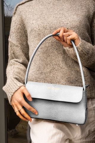 Sac porté épaule en cuir Hebe - Argenté