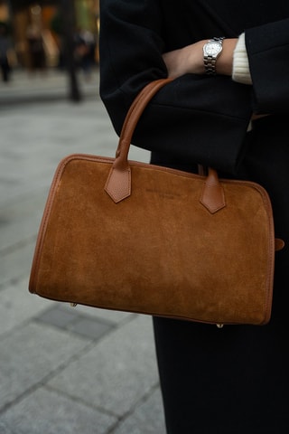 Sac à main en cuir Chamb Suede - Marron