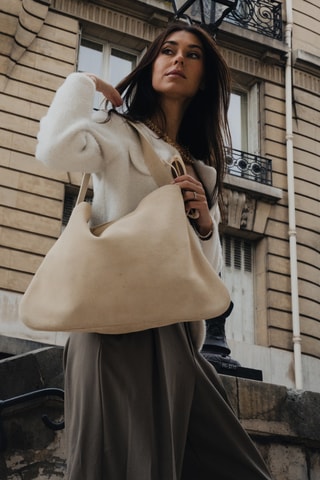 Sac porté épaule en nubuck Ori - Écru