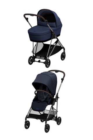 	Buggy Melio UK RB - Marineblauw - Vanaf de geboorte - T/m 15 kg en Kinderwagen Melio Cot UK - Marineblauw - Vanaf de geboorte t/m 6 maanden - T/m 9 kg