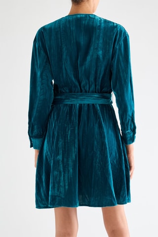 Robe chemise en velours - Bleu canard