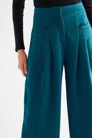 Pantalon palazzo taille haute - Bleu canard