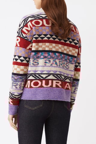 Pull en laine et mohair - Mauve et rouge