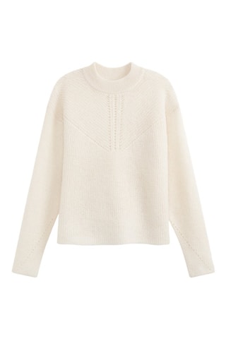 Pull en mérinos et mohair - Blanc cassé