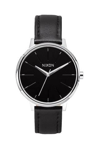 Montre à quartz en cuir Kensington - Noir et argenté
