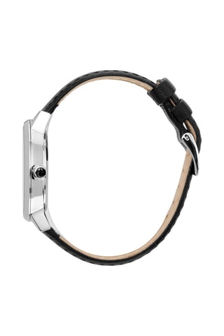 Montre à quartz en cuir Kensington - Noir et argenté