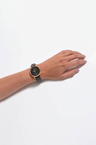 Montre à quartz en cuir Kensington - Noir et doré