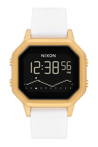Montre digitale à quartz en silicone Siren - Chronographe - Blanc et doré