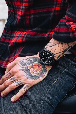 Montre à quartz en cuir Patrol - Noir