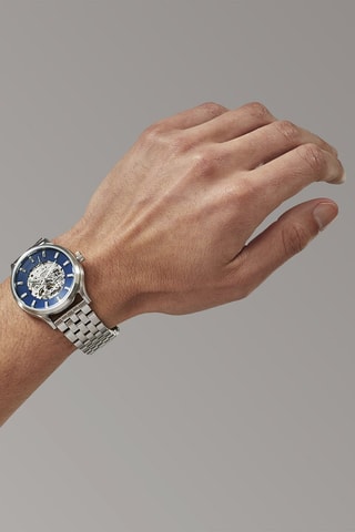 Montre à quartz en acier Spectra - Argenté et bleu
