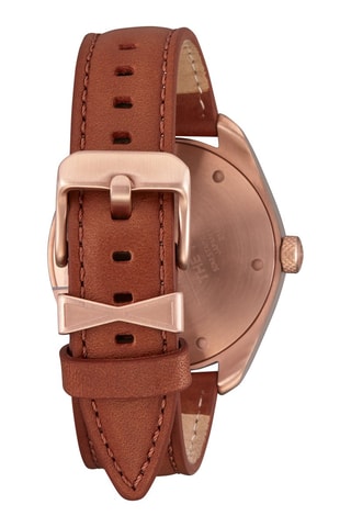 Montre à quartz en cuir Thalia - Marron et doré rose