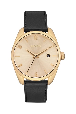 Montre à quartz en cuir Thalia - Noir et doré