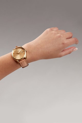 Montre à quartz en cuir Thalia - Rose et doré