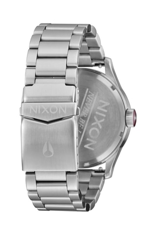 Montre à quartz en acier Sentry - Argenté et rouge foncé