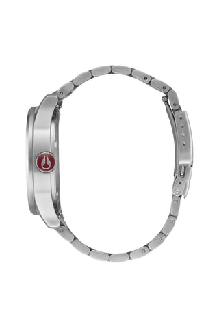 Montre à quartz en acier Sentry - Argenté et rouge foncé