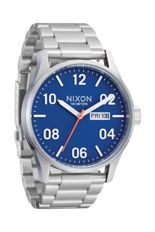 Montre à quartz en acier Sentry - Argenté et bleu