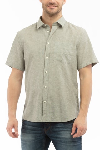 Camisa em linho - Verde-azeitona