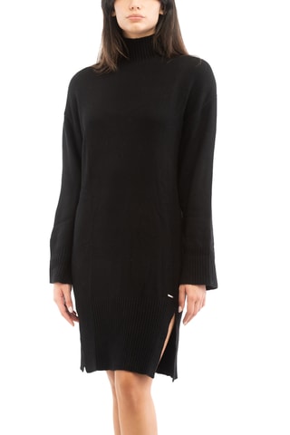 Vestido-camisola regular em lã e caxemira - Preto