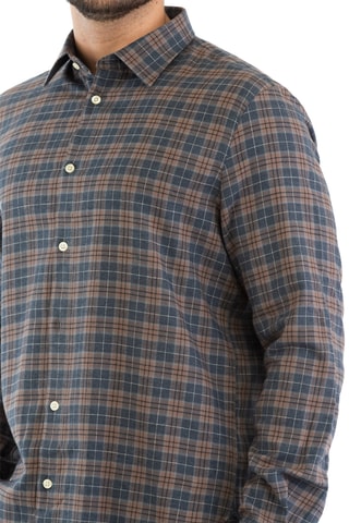 Camisa regular - Azul e castanho